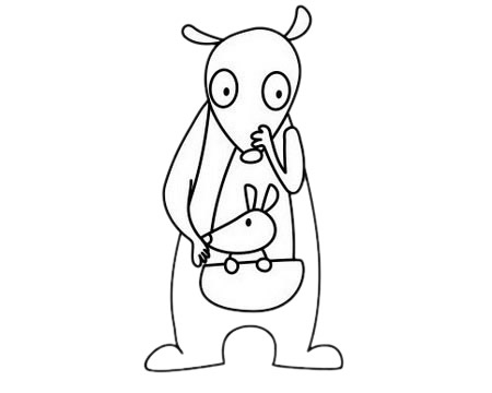 带着宝宝的袋鼠妈妈简笔画(袋鼠妈妈带着袋鼠宝宝来到一个神奇的城堡)