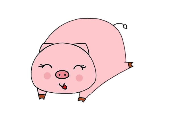 可爱的小粉猪简笔画(小猪粉笔画)