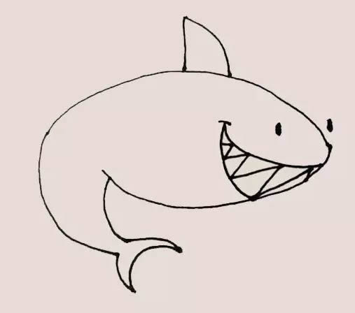 海里的鲨鱼简笔画教程