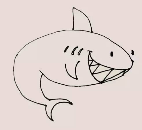 海里的鲨鱼简笔画教程