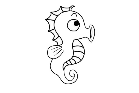 关于海马的简笔画(海马的画法简笔画图片带颜色)