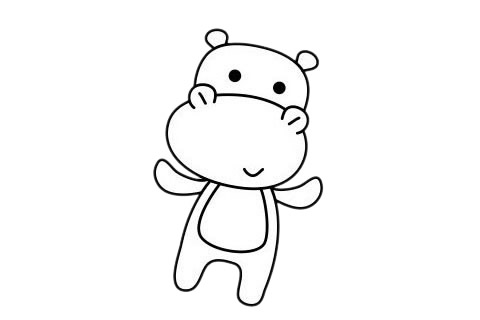 开心的卡通河马简笔画(卡通河马简笔)