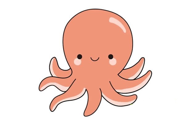 可爱的卡通章鱼简笔画