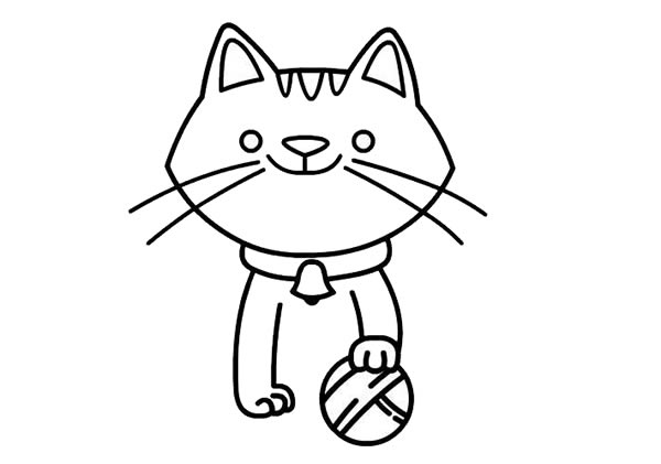 玩毛线球的小猫简笔画步骤