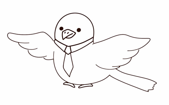 戴着领带的卡通鸽子简笔画