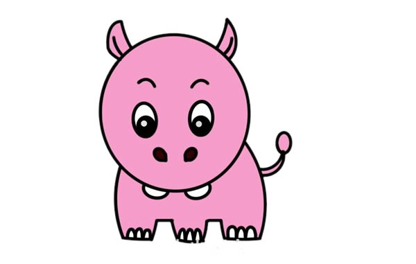 可爱卡通河马简笔画