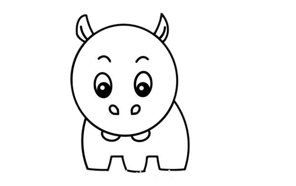 可爱卡通河马简笔画