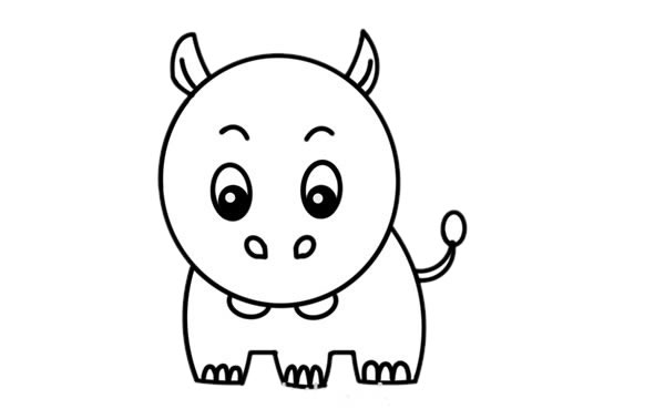 可爱卡通河马简笔画