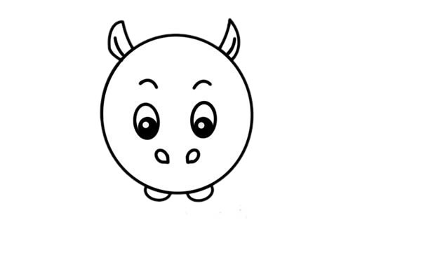 可爱卡通河马简笔画