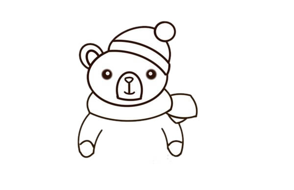 戴帽子的卡通小熊简笔画 戴帽子的卡通小熊简笔画