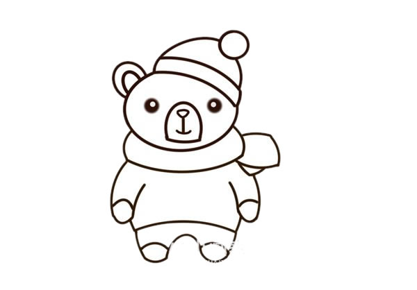 戴帽子的卡通小熊简笔画 戴帽子的卡通小熊简笔画