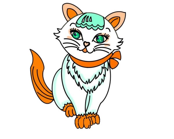 漂亮的小花猫简笔画步骤