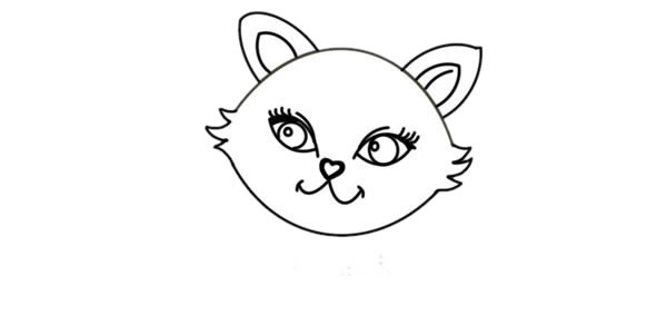 漂亮的小花猫简笔画步骤