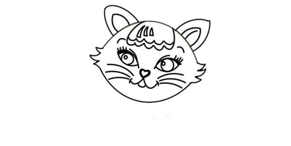 漂亮的小花猫简笔画步骤