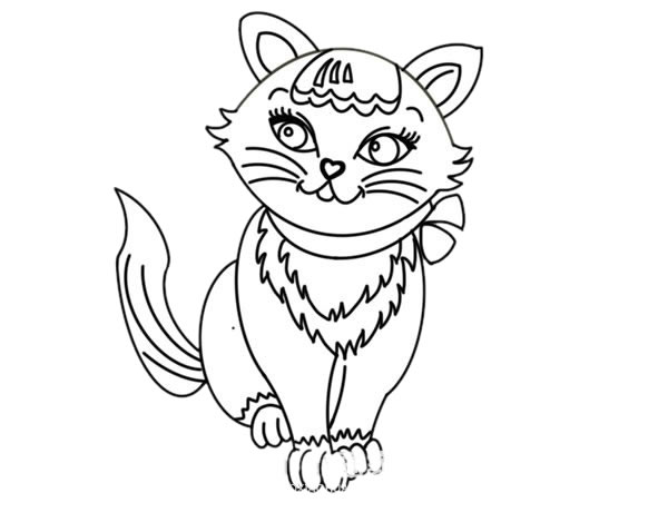 漂亮的小花猫简笔画步骤