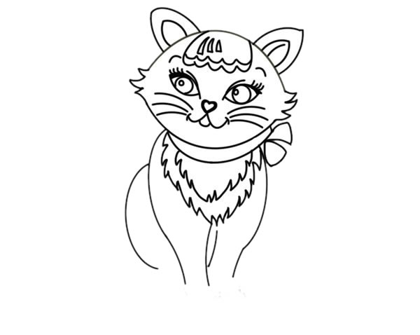 漂亮的小花猫简笔画步骤