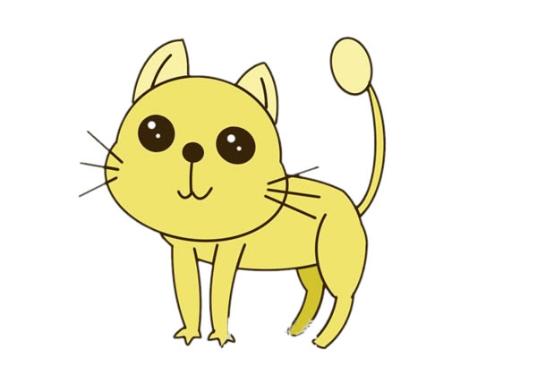 黄色小猫简笔画步骤