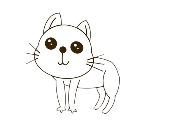 黄色小猫简笔画步骤