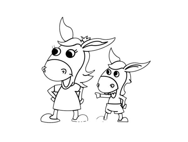 驴妈妈和小驴卡通简笔画 驴妈妈和小驴卡通简笔画