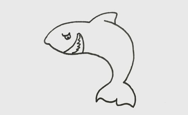 巨齿鲨简笔画画法 巨齿鲨简笔画画法