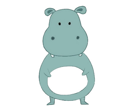 卡通河马儿童简笔画