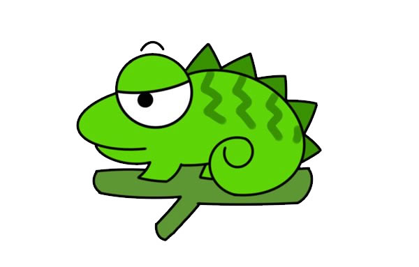 卡通变色龙简笔画步骤