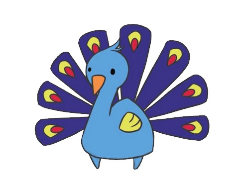 简单的卡通孔雀儿童画