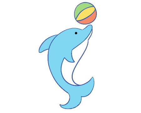 玩球的卡通海豚简笔画