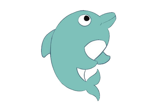 简单的卡通海豚儿童画