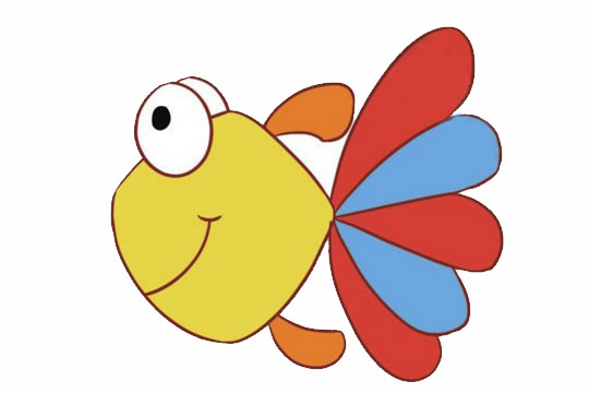 彩色的卡通金鱼简笔画