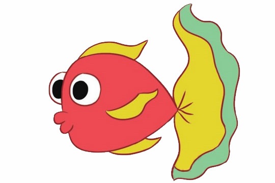 漂亮的卡通金鱼简笔画