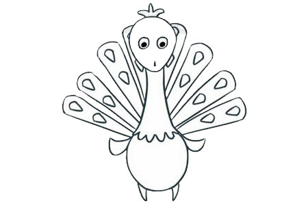 美丽漂亮的卡通孔雀简笔画