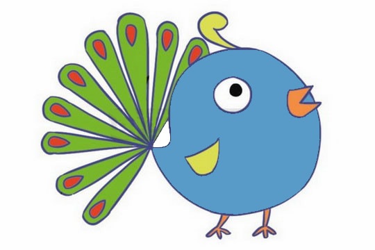 幼小的卡通孔雀简笔画