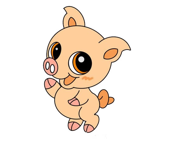 可爱卡通小猪简笔画画法(可爱卡通图画简笔画)