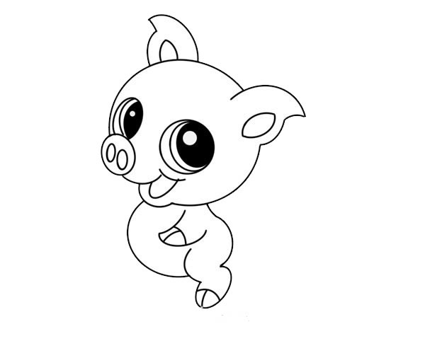 可爱卡通小猪简笔画画法