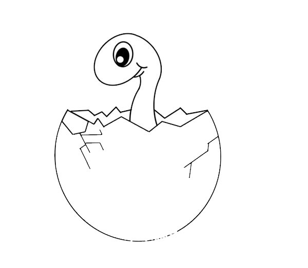 蛋壳里的恐龙宝宝简笔画步骤