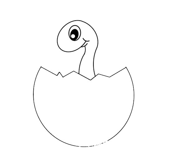 蛋壳里的恐龙宝宝简笔画步骤