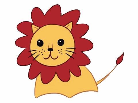 卡通的狮子儿童简笔画