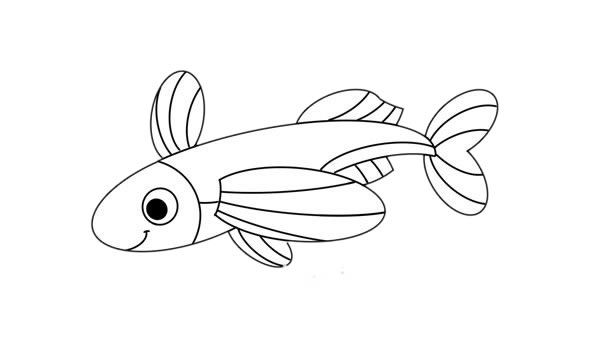 卡通飞鱼简笔画步骤