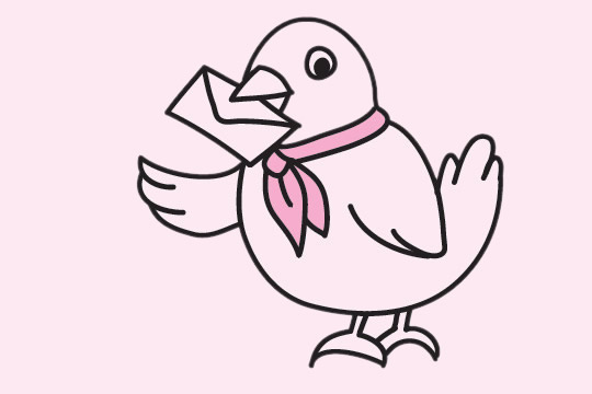 带着信件的卡通鸽子简笔画