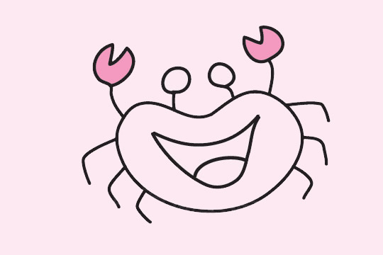 适合幼儿的螃蟹简笔画(幼儿简化螃蟹)