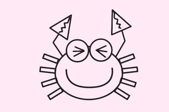 有趣的卡通螃蟹简笔画(螃蟹卡通插画)