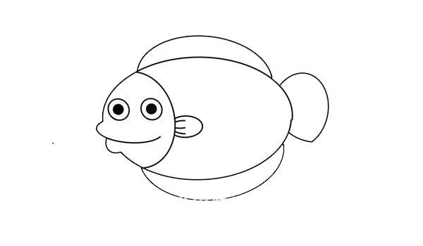 卡通比目鱼简笔画步骤