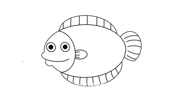 卡通比目鱼简笔画步骤