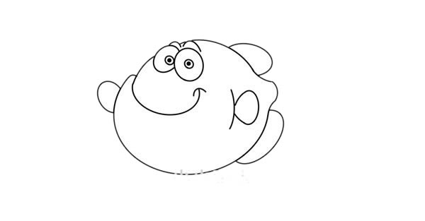 卡通的黄色小鱼简笔画