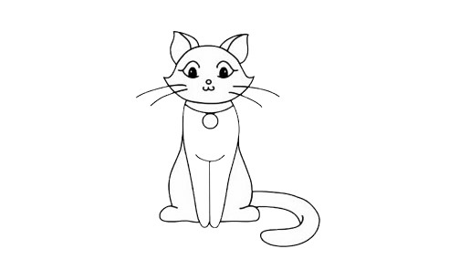 带着铃铛的小猫咪简笔画