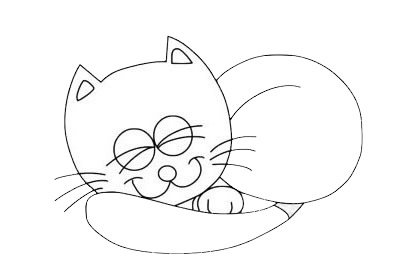 躺着睡觉的小猫咪简笔画(躺着睡觉后背疼是什么原因)