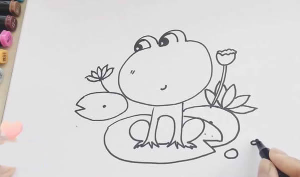 荷叶上的青蛙简笔画步骤