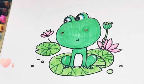 荷叶上的青蛙简笔画步骤