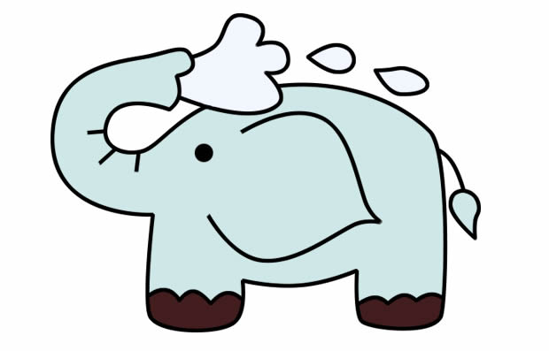 小象洗澡简笔画